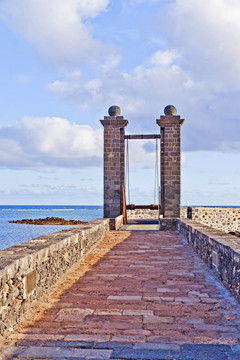 城堡卡斯蒂略de圣加布里埃爾阿雷西費(fèi)；蘭薩羅特島；加那利群島