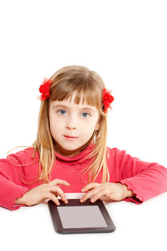 金發(fā)孩子的小女孩，電子書表鎖存器電腦畫像