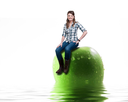 女人與Wet Apple