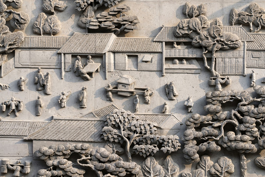 磚雕 古代生活街景