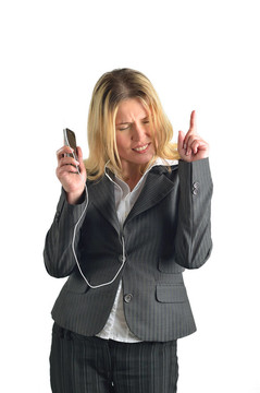 有吸引力的白人商人聽音樂對