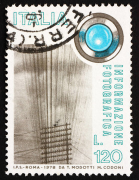 郵票意大利1978電報線和鏡頭