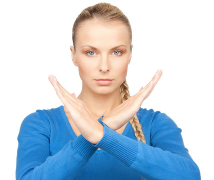 女人做停止手勢