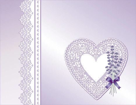 花邊心；緞；Lavender Flowers