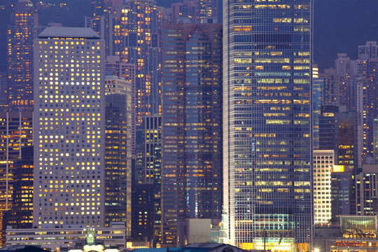 晚上在香港商業(yè)建筑