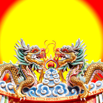 寺廟中的雙龍雕像