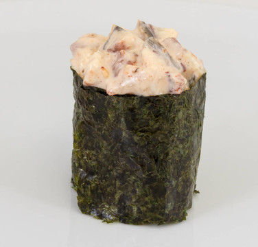香料醬熏鰻魚壽司鰻魚與孤立在白色背景片