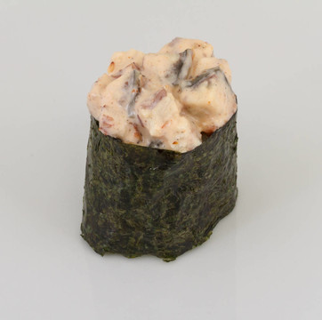香料醬熏鰻魚壽司鰻魚與孤立在白色背景片