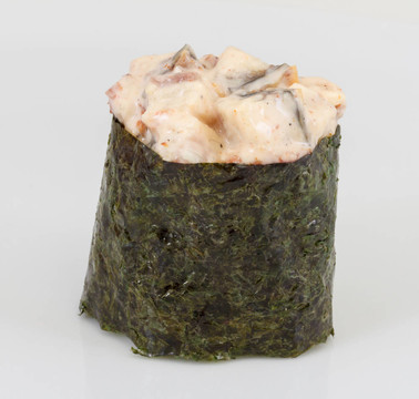 香料醬熏鰻魚壽司鰻魚與孤立在白色背景片