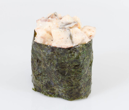 香料醬熏鰻魚壽司鰻魚與孤立在白色背景片
