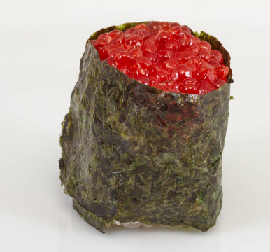 鮭魚卵壽司nikiri輥微距鏡頭