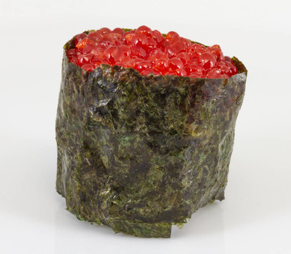 鮭魚卵壽司nikiri輥微距鏡頭