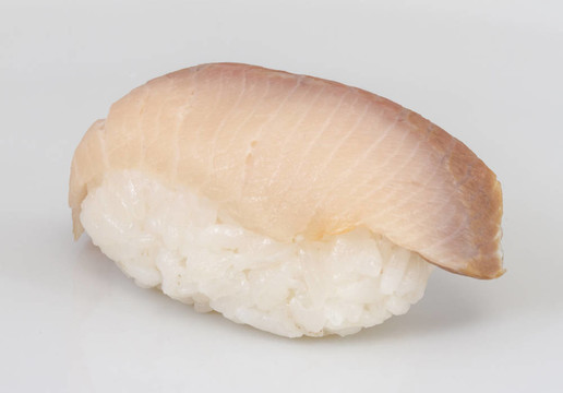 一個(gè)年輕的黃獅魚壽司特寫