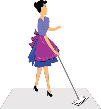 女人擦地板