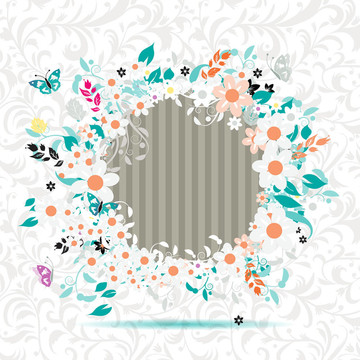 花卉框架；插入您的照片在這里
