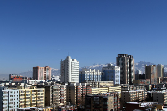 藍(lán)天 城市樓群 烏魯木齊