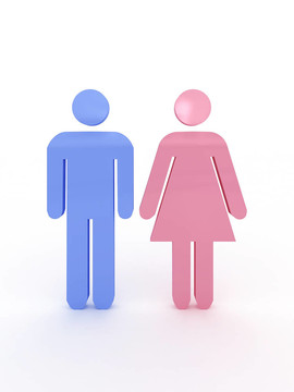 男女粉色和藍色的象征。3d