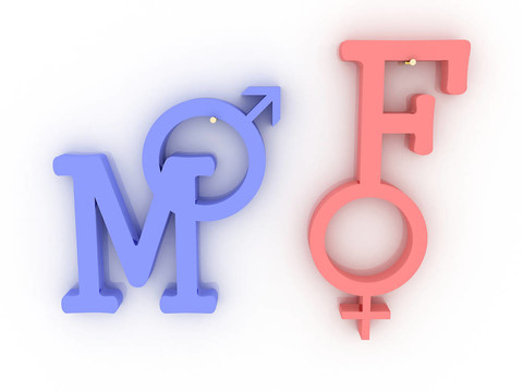 男女粉色和藍(lán)色的象征。3d