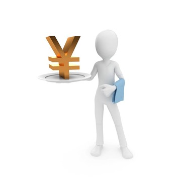 3D人與貨幣的盤子