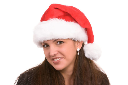 穿Santa Hat的女孩