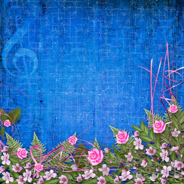 用花香花束書寫抽象背景