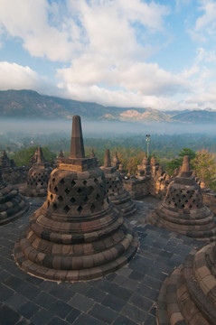 婆羅浮屠寺；印度尼西亞中心java；