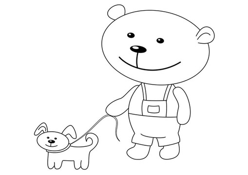 玩具熊與狗；輪廓