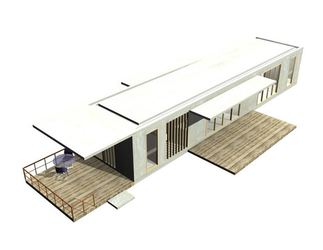 現(xiàn)代建筑。三維渲染。