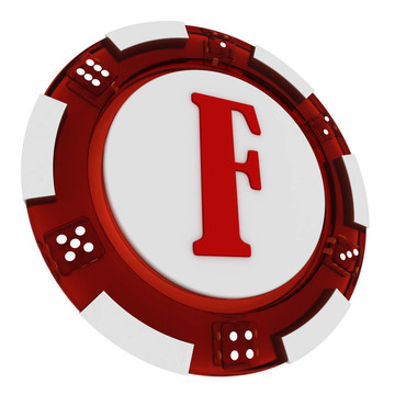 撲克芯片字體。3D渲染賭場(chǎng)風(fēng)格。字母F