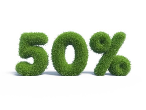 50折的象征與孤立的白色背景。3D渲染