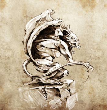 紋身藝術(shù)小品；石像鬼妖；設(shè)計(jì)元素在永達(dá)