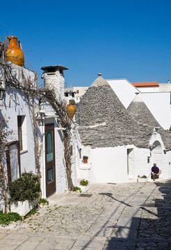 Alberobello s Trulli。普利亞。意大利.