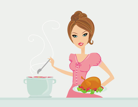 美麗的女人做飯