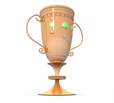 白色背景下3D銅牌杯