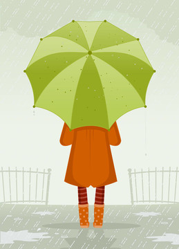 女孩用雨傘