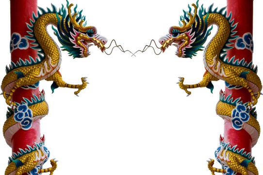 金色中國龍包裹著