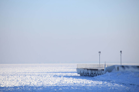 冬季景觀海冰和冰雪