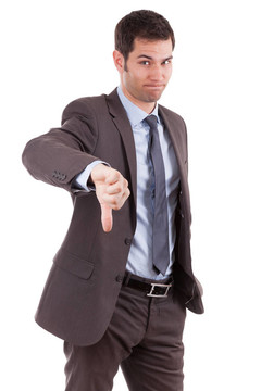 年輕白人商人拇指向下