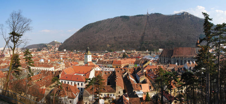 中世紀(jì)的城市布拉索夫；Transylvania；羅馬尼亞