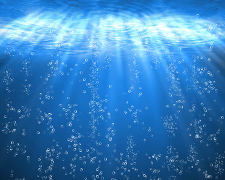 水下有氣泡的藍(lán)色海洋