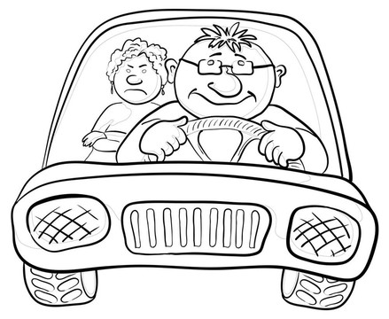 汽車；駕駛員與乘客；輪廓