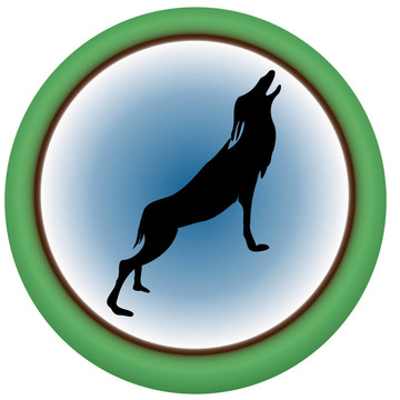 Sillhouette Howling Wolf在Circle