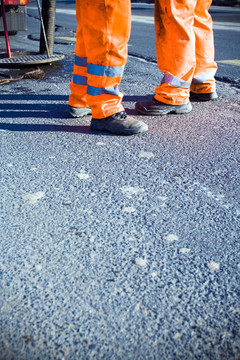 道路施工與工人