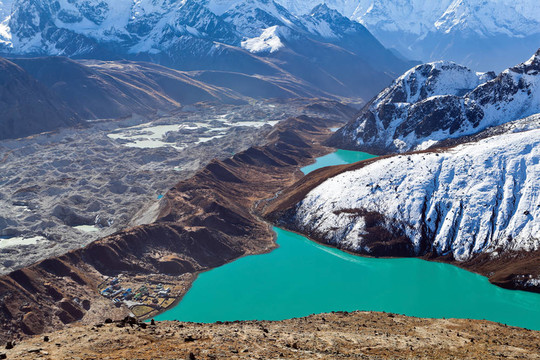 喜馬拉雅山景觀；Ngozumpa Glacier