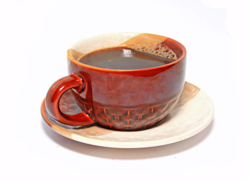 白底褐杯