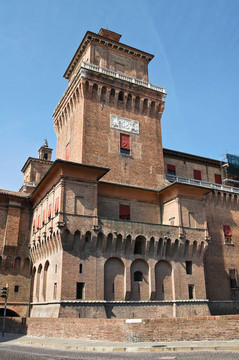埃斯騰斯城堡。Ferrara。Emilia Romagna。意大利.