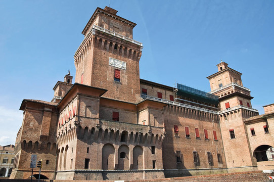 埃斯騰斯城堡。Ferrara。Emilia Romagna。意大利.