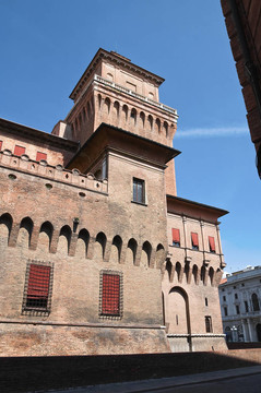 埃斯騰斯城堡。Ferrara。Emilia Romagna。意大利.