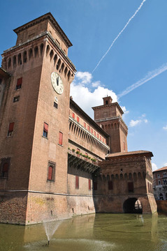 埃斯騰斯城堡。Ferrara。Emilia Romagna。意大利.