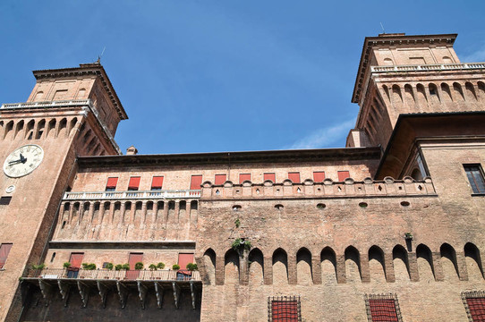埃斯騰斯城堡。Ferrara。Emilia Romagna。意大利.